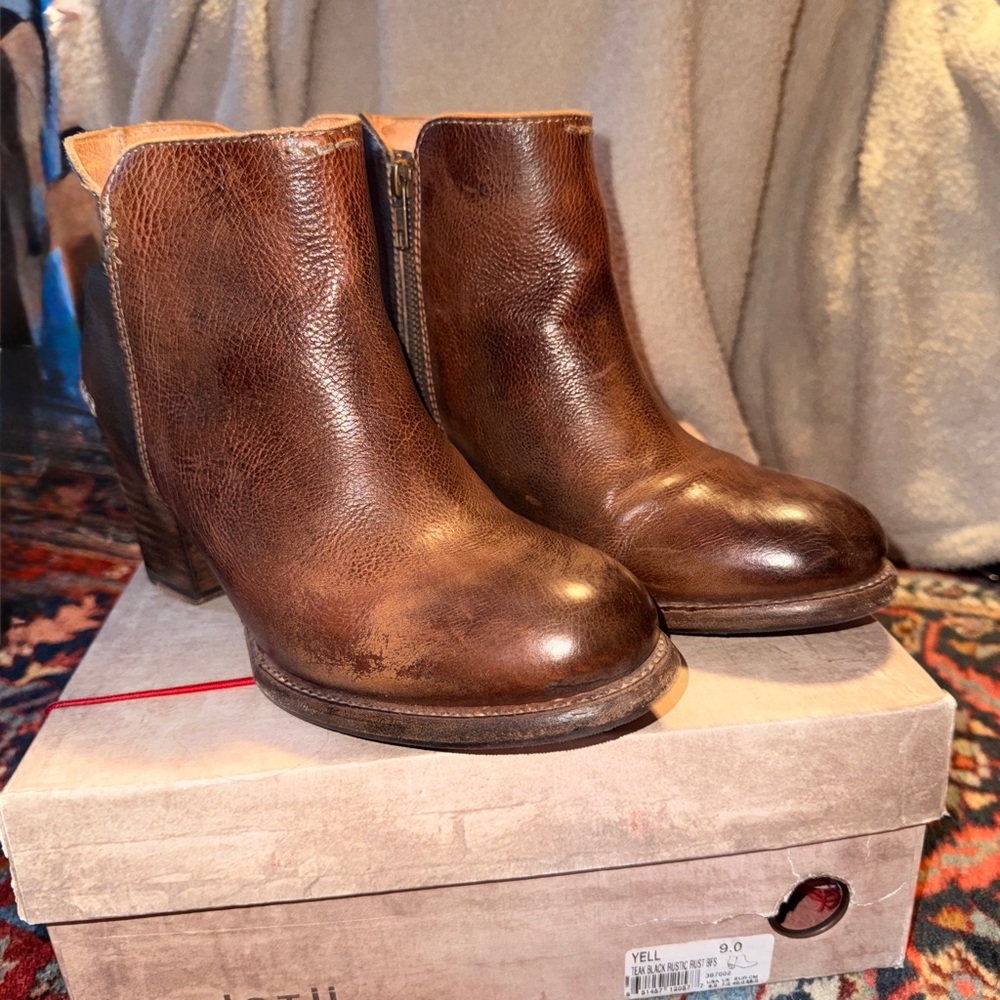 Bed Stu Elegant Brown Leather Ankle Booties